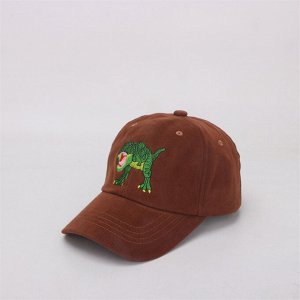 Детская кепка, принт "динозавр", цвет коричневый