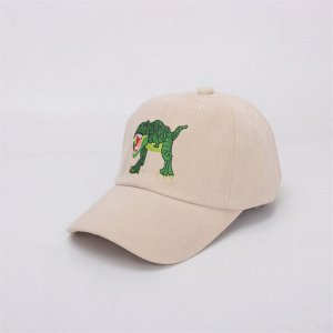 Детская кепка, принт "динозавр", цвет бежевый