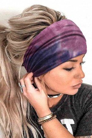Женская повязка на голову, принт "тай дай", цвет розовый/фиолетовый