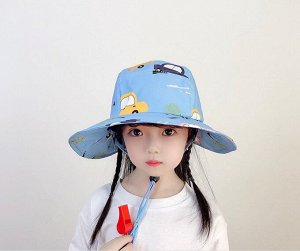 Детская шляпа с широкими полями, принт "машины", цвет синий