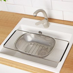 Дуршлаг - сито Доляна на раковину, 34.5x24x7.5 см, раздвижной, нержавеющая сталь, серебристый