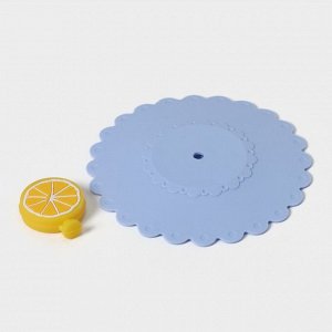 Крышка-непроливайка силиконовая Доляна «Лимон», d=11 см, цвет голубой