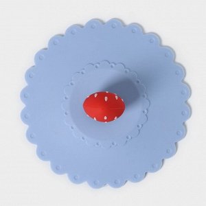 Крышка-непроливайка силиконовая Доляна «Клубничка», d=11 см, цвет голубой