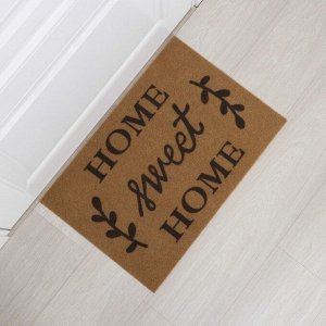 Коврик придверный Доляна Sweet Home, без окантовки, влаговпитывающий, 40x60 см, коричневый