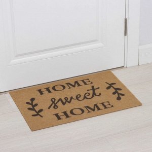 Коврик придверный Доляна Sweet Home, без окантовки, влаговпитывающий, 40x60 см, коричневый