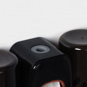 Держатель для зубных щёток с выдавливателем для зубной пасты, стакан 2 шт., 20x10.2x6.2 см, чёрный