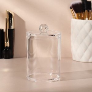 Органайзер для ватных палочек, с крышкой, 7 x 11,5 см, в картонной коробке, цвет прозрачный