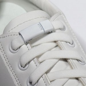 Шнурки для обуви, на магнитах, пара, с плоским сечением и фиксатором, 100 см, цвет белый