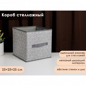 Короб стеллажный для хранения Доляна «Фора», 25?25?25 см, цвет серый