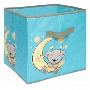 Короб-кубик для хранения «Мишка», 30х30х30 см, голубой