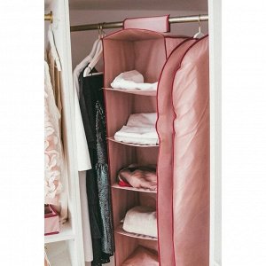 Чехол для одежды «Хризантема», 130х60 см, розово-бордовый