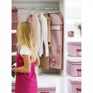 Чехол для одежды «Хризантема», 100х60 см, розово-бордовый