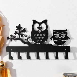 СИМА-ЛЕНД Крючки декоративные металл &quot;Две совы на ветке&quot; чёрный 3х17,5х27 см