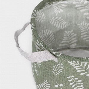 Корзинка для мелочей с ручками Доляна Leaves, 20*20*15 см, круглая, зелёная