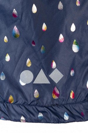 Куртка Куртка-парка приталенная с утяжкой по линии талии, выполнена в темно-синем цвете в абстрактном принте Капли по всей поверхности,  Куртка с отделкой из однотонной розовой подкладочной ткани. Спи