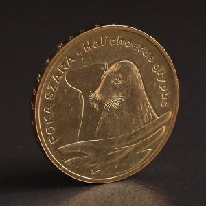 Монета "2 злотых 2007 Польша Серый тюлень