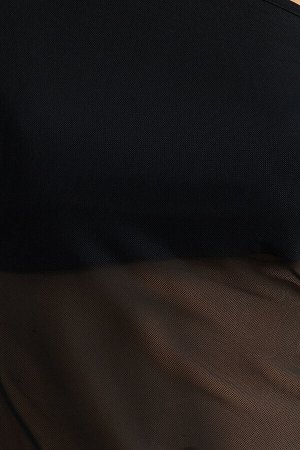 Черная асимметричная блузка из тюля с прозрачной спиной