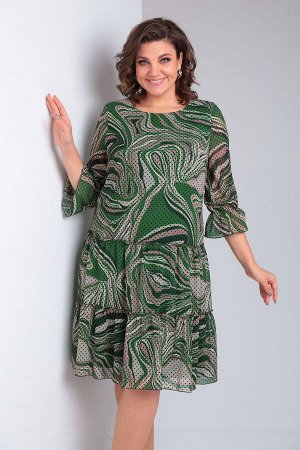Платье Pocherk 1-013 зеленые разводы