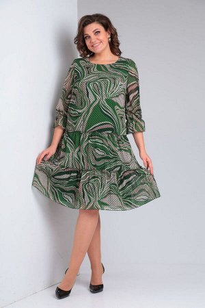 Платье Pocherk 1-013 зеленые разводы