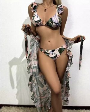 Купальник раздельный с парео для пляжа 3 в 1