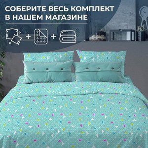 Простыня 1,5-спальная, бязь "Комфорт" (Треугольники, бирюзовый)