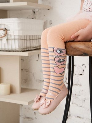 КОЛГОТКИ рисунок КОТИКИ/ СЕРДЕЧКИ ПЕРСИК