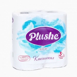Туалетная бумага Plushe Deluxe Light «Классическая», 3 слоя, 4 рулона