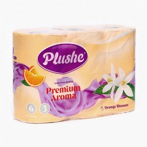 Туалетная бумага Plushe Premium Aroma Orange Blossom, 3 слоя 6 рулонов