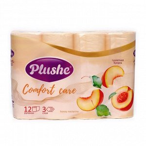 Туалетная бумага Plushe Honey Nectarine «Персик» , 3 слоя, 12 рулонов