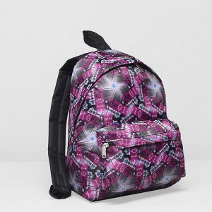 Рюкзак молодёжный на молнии, 1 отдел, наружный карман, цвет чёрный/фиолетовый