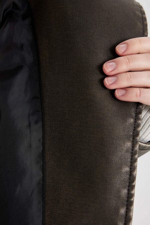 Пальто из искусственной кожи Relax Fit с поясом