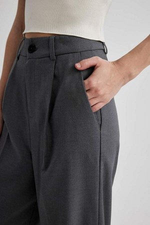 DEFACTO Широкие брюки с карманами и высокой талией, длинные брюки с широкими штанинами
