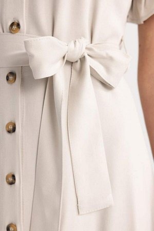 DEFACTO Платье миди с короткими рукавами Aerobin с рубашечным воротником