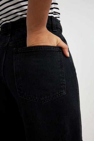 Джинсовые брюки карго прямого кроя с высокой талией длиной до щиколотки