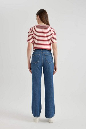 Длинные джинсовые брюки с широкими штанинами и высокой талией в стиле 90-х