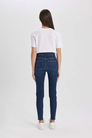 Длинные джинсовые брюки скинни с высокой талией и короткими штанинами Anna