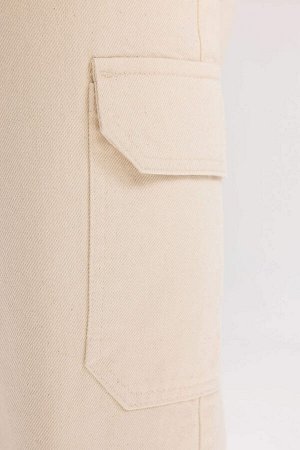 Тканые брюки-карго длиной до щиколотки с высокой талией в бумажном пакете