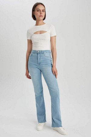 Длинные джинсовые брюки Mia с завышенной талией и разрезом