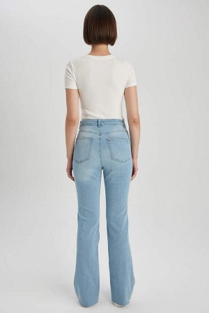 Длинные джинсовые брюки Mia с завышенной талией и разрезом