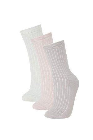 Женские длинные хлопковые носки из трех предметов