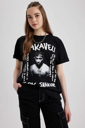 Футболка Cool Tupac Oversize из 100 % хлопка с короткими рукавами и принтом на спине