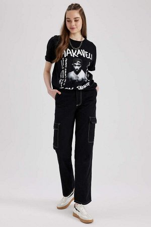 Футболка Cool Tupac Oversize из 100 % хлопка с короткими рукавами и принтом на спине