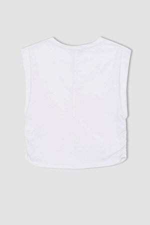 Приталенная футболка с круглым вырезом и короткими рукавами из 100% хлопка