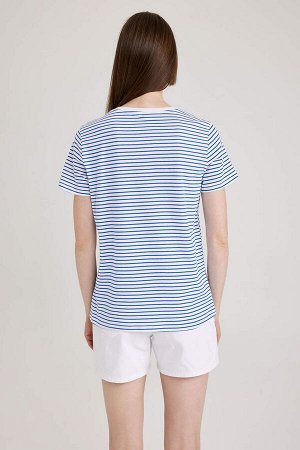 Полосатая футболка стандартного кроя с круглым вырезом и короткими рукавами из 100 % хлопка