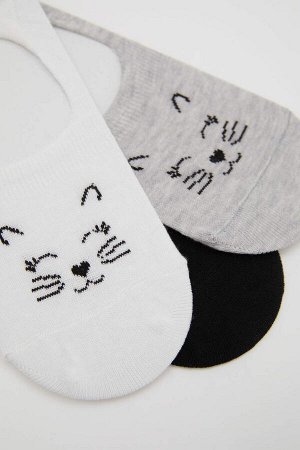 Женские короткие носки из трех предметов с рисунком
