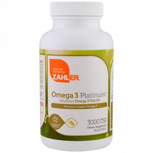 Zahler, Omega 3 Platinum, Продвинутый рыбий жир с Омега-3, 3000 мг, 90 мягких капсул