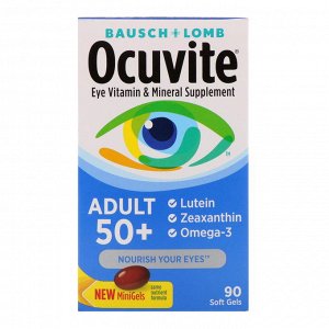 Bausch &amp - amp -  Lomb, Витаминная и минеральная добавка для глаз, для взрослых от 50 лет, 90 мягких желатиновых капсул