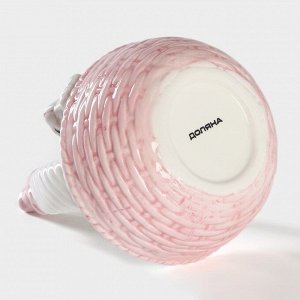 Конфетница Доляна «Зайка», 360 мл, 12,5?16 см, цвет розовый