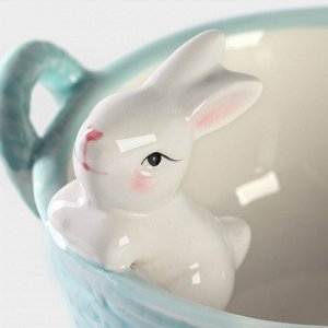 Конфетница Доляна «Зайка», 19,5?16,5?12,5 см, доломит, голубая