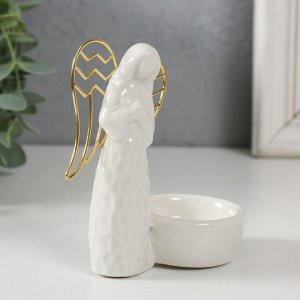 Подсвечник керамика, металл на 1 свечу "Ангел. Молитва" белый 10х5,4х10,7 см